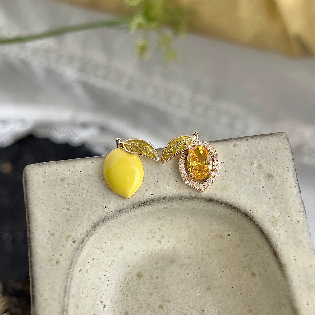 Koyace Summer Lemon Zircon Hand-Glazed Stud Earrings