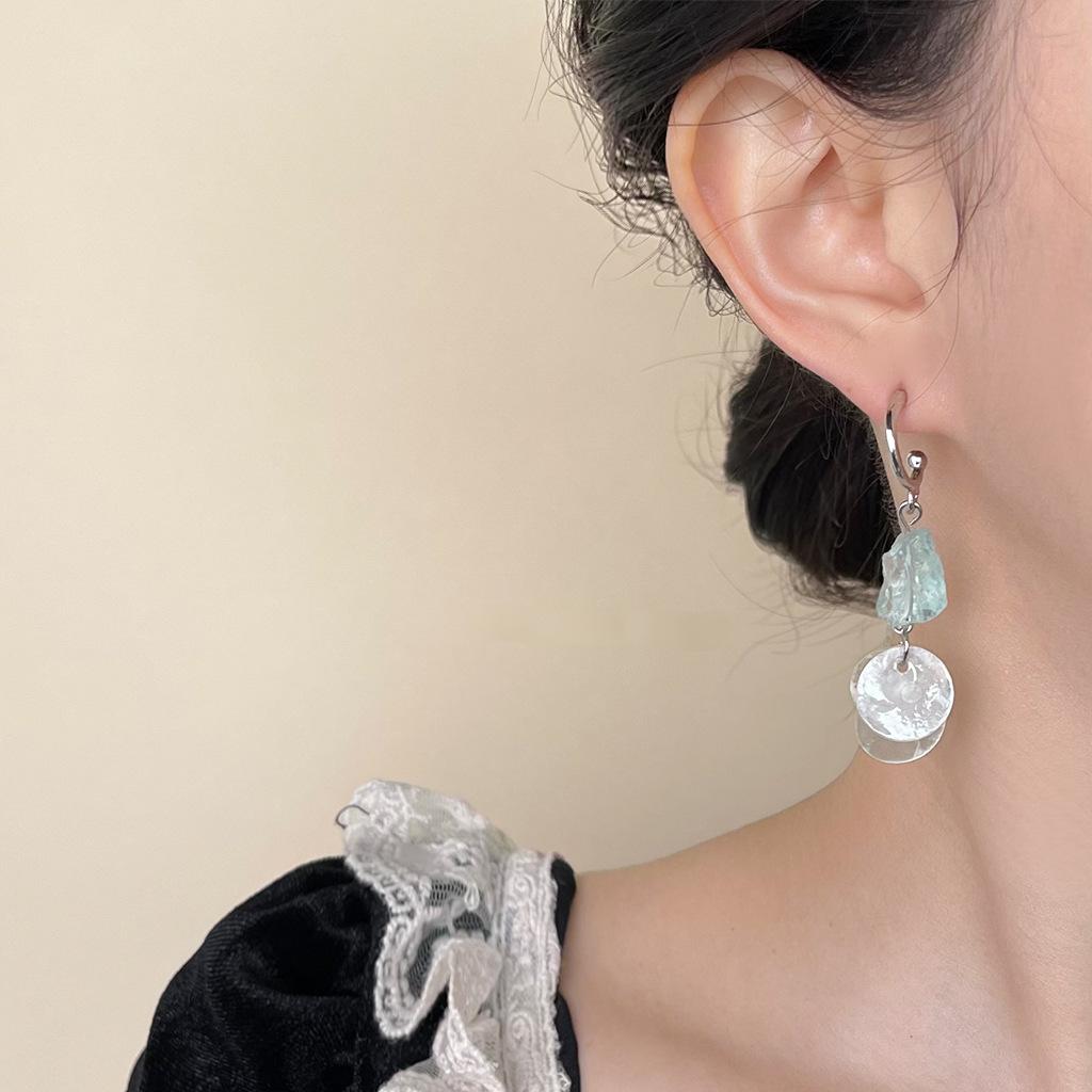 Koyace Summer Light Blue Crystal Shell Earrings