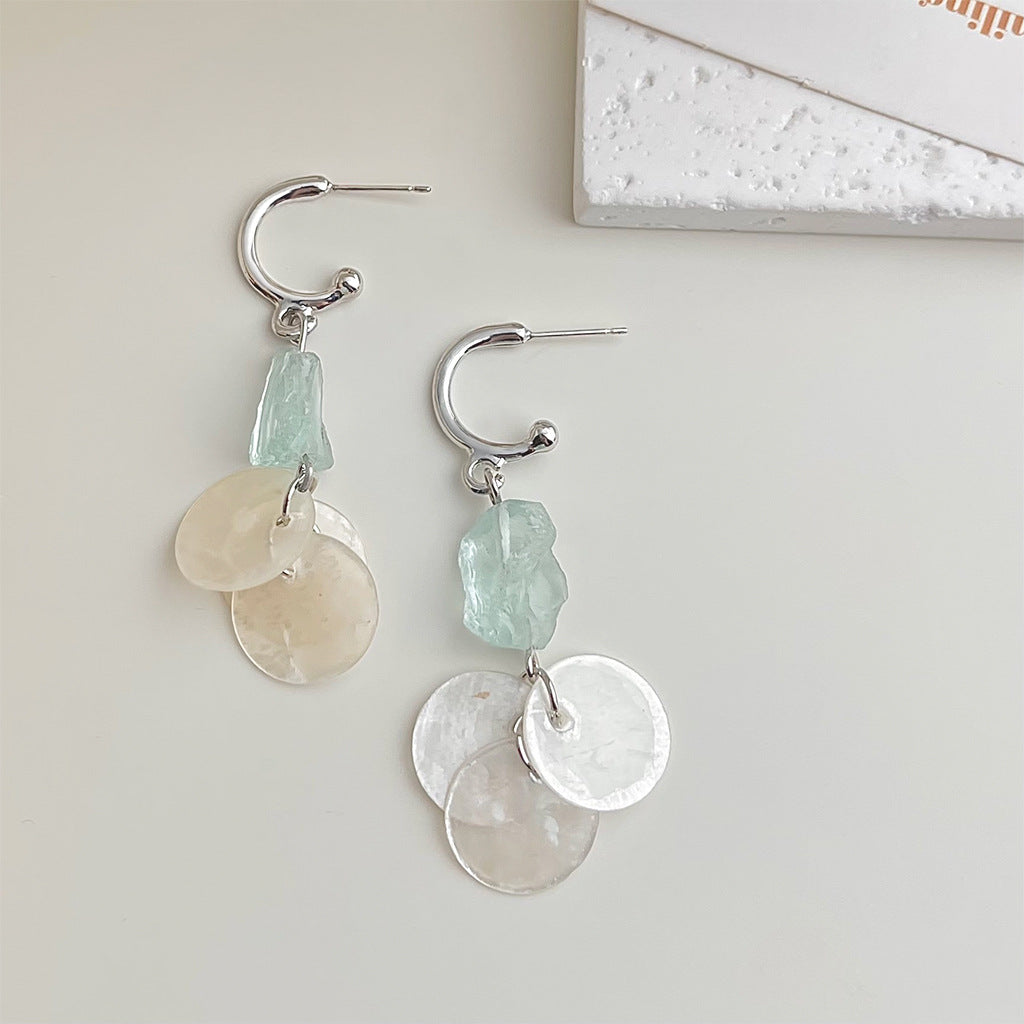 Koyace Summer Light Blue Crystal Shell Earrings