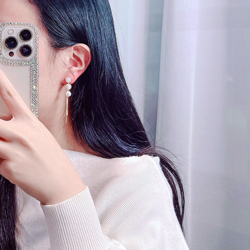 Koyace Sunflower Long Tassel Pearl Earrings