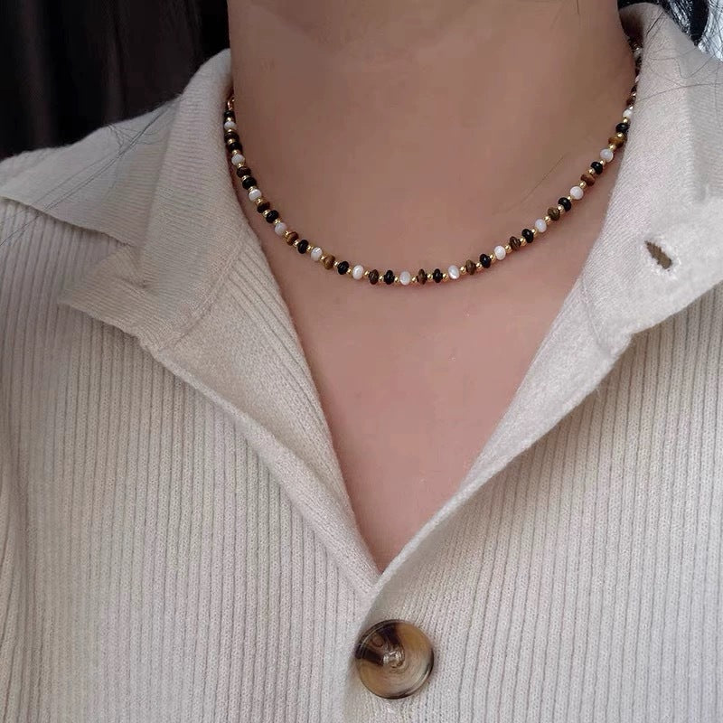 Koyace Tiger's Eye Pendant Layered Beaded Necklace