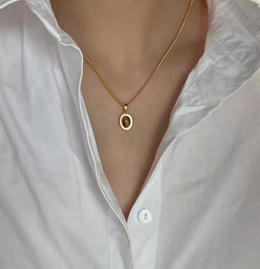 Koyace Tiger's Eye Pendant Layered Beaded Necklace