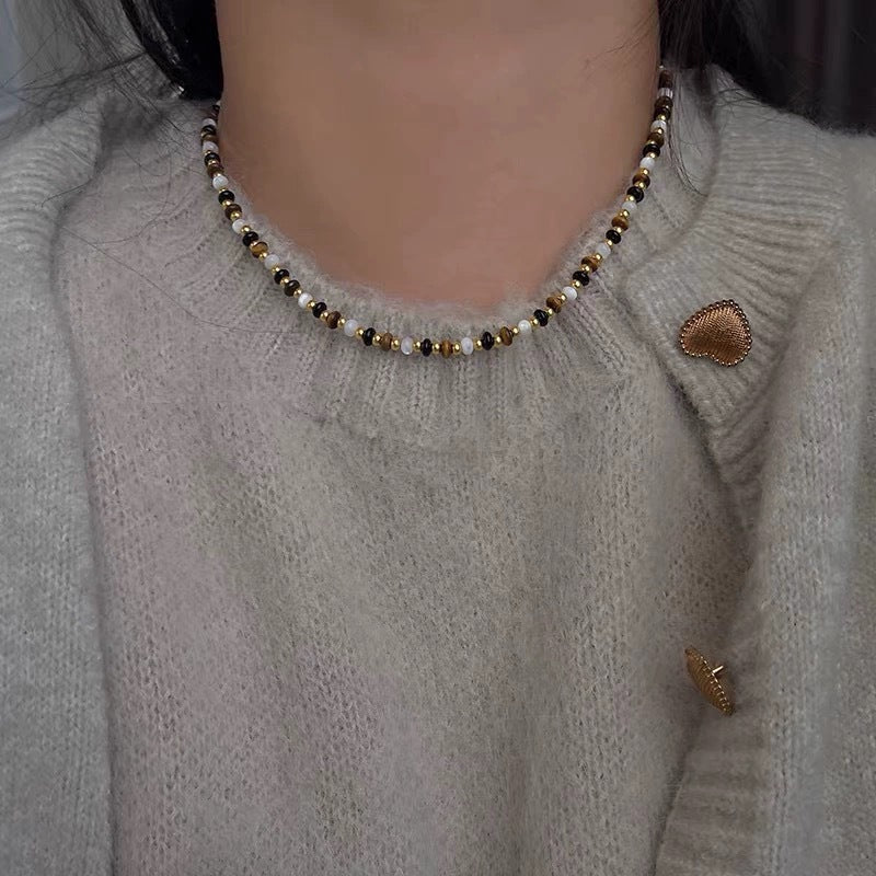 Koyace Tiger's Eye Pendant Layered Beaded Necklace