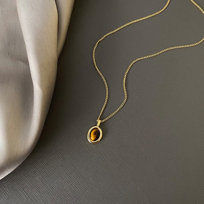 Koyace Tiger's Eye Pendant Layered Beaded Necklace