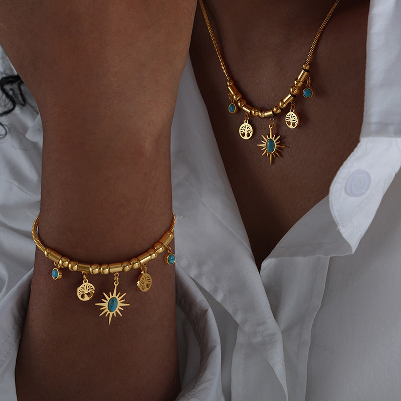 Koyace Turquoise Sun Tree of Life Necklace & Bracelet