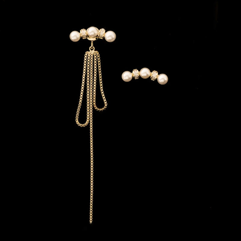 Koyace Two Way Wear Long Tassel Pearl Stud Earrings