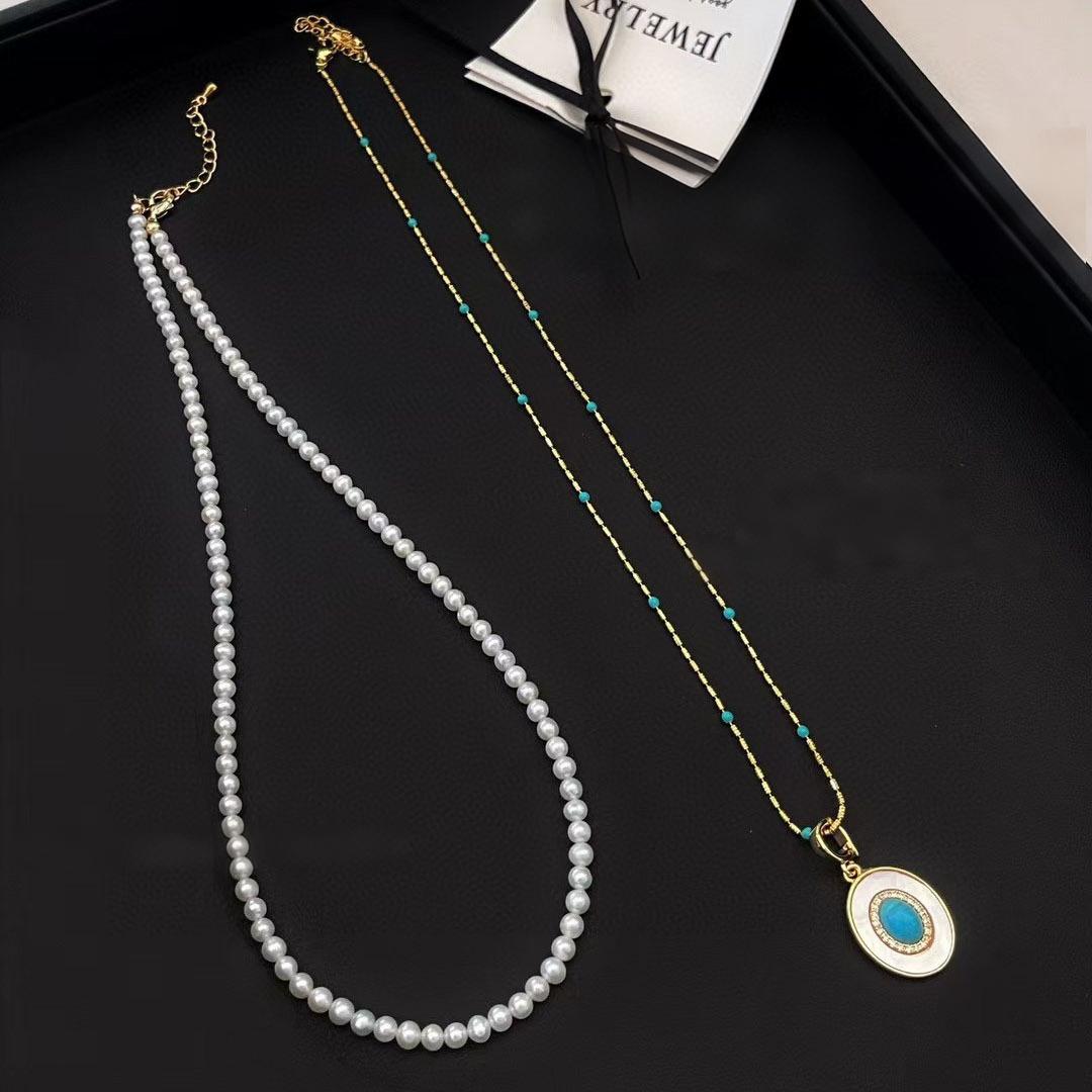 Koyace Two Way Wear Turquoise Adjustable Pearl Necklace