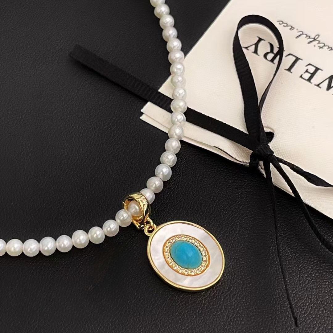 Koyace Two Way Wear Turquoise Adjustable Pearl Necklace