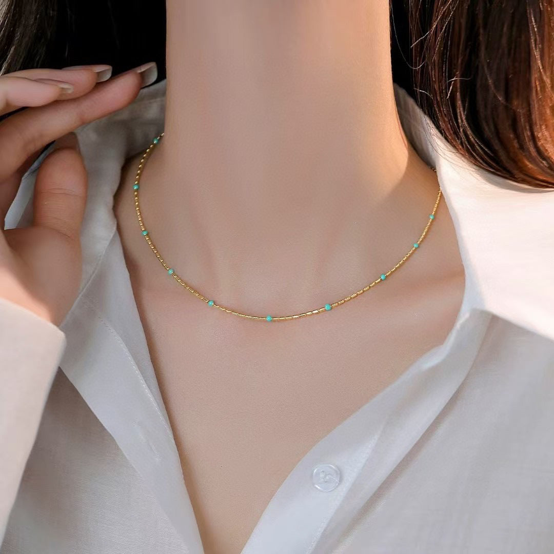 Koyace Two Way Wear Turquoise Adjustable Pearl Necklace