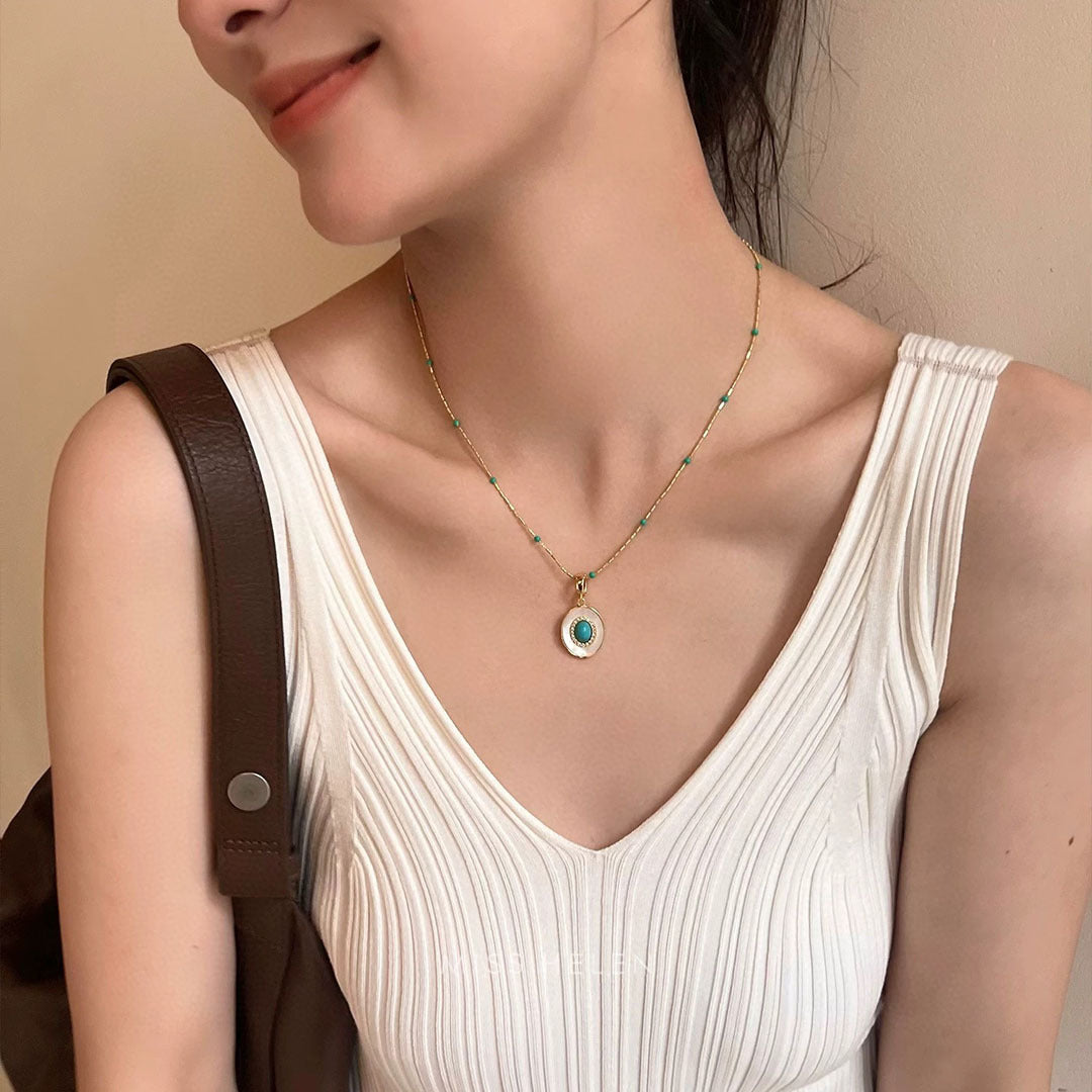 Koyace Two Way Wear Turquoise Adjustable Pearl Necklace