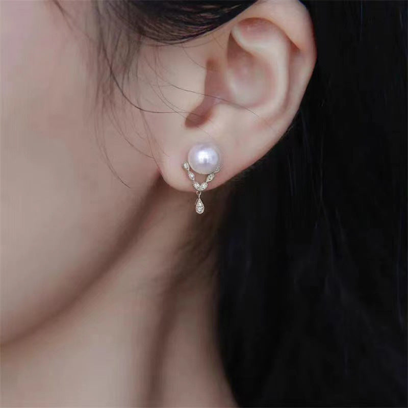 Koyace Water Drop Pendant Pearl Stud Earrings