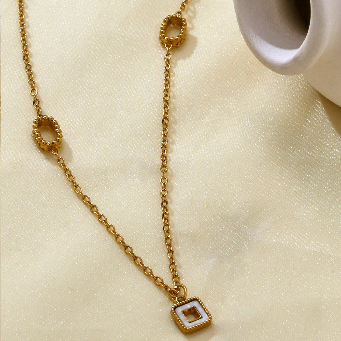 Koyace Water Drop Zircon Square Pendant Necklace