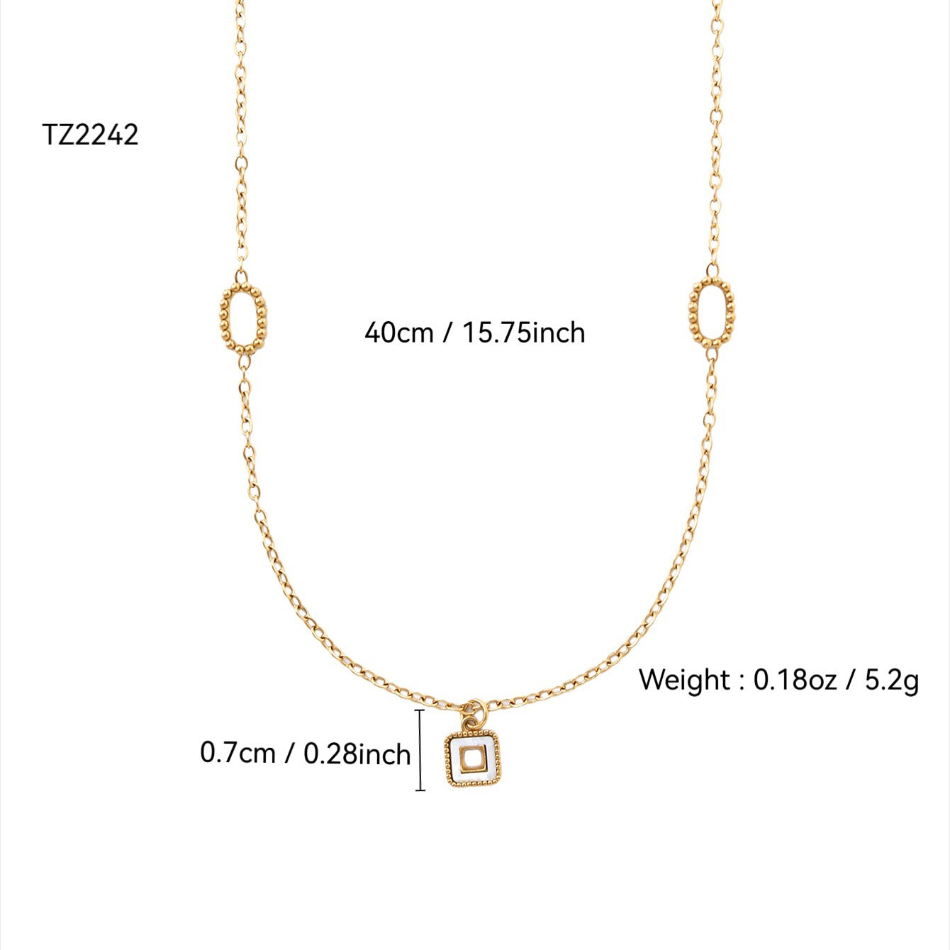 Koyace Water Drop Zircon Square Pendant Necklace