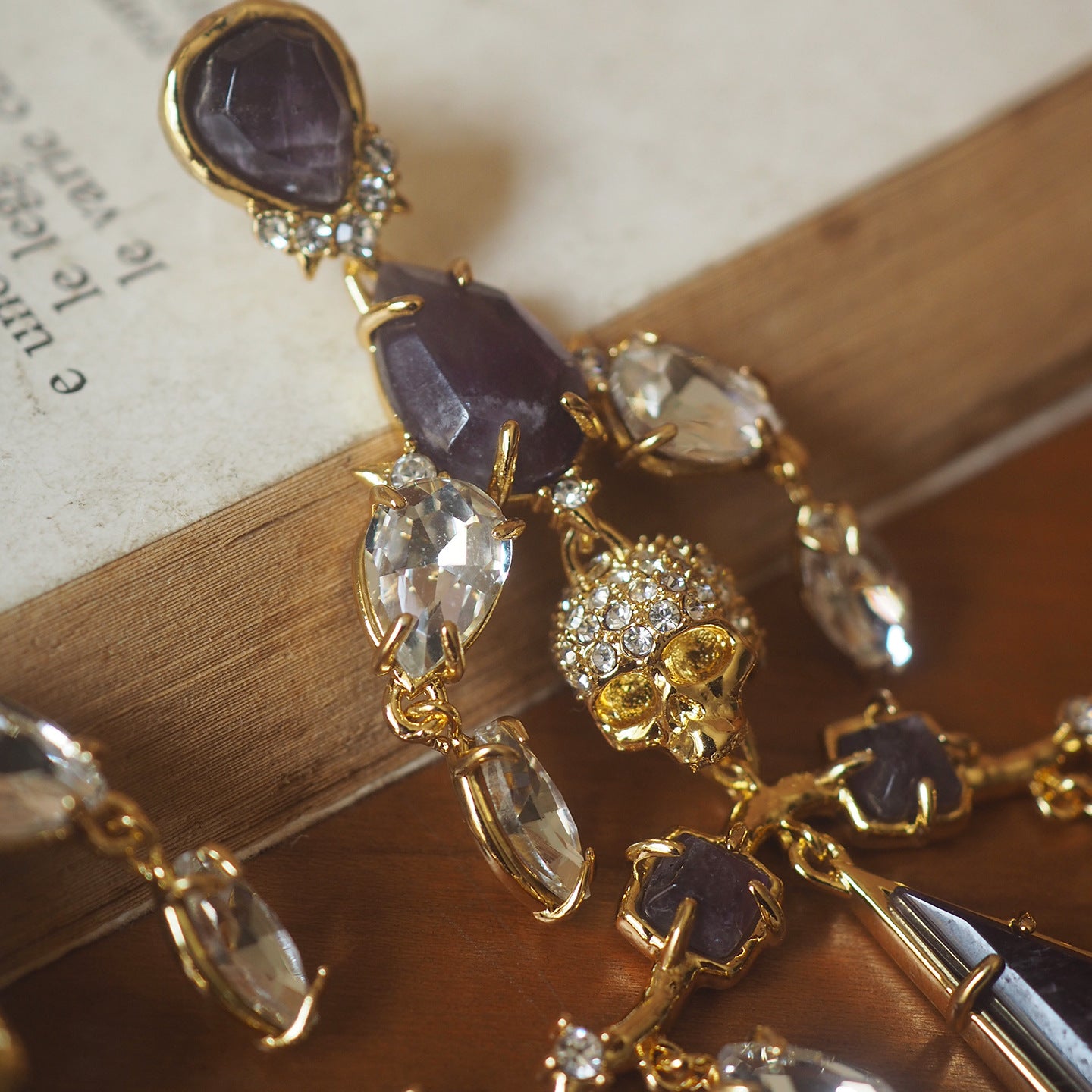 Koyace Wizard Skull Amethyst Clip & Earrings