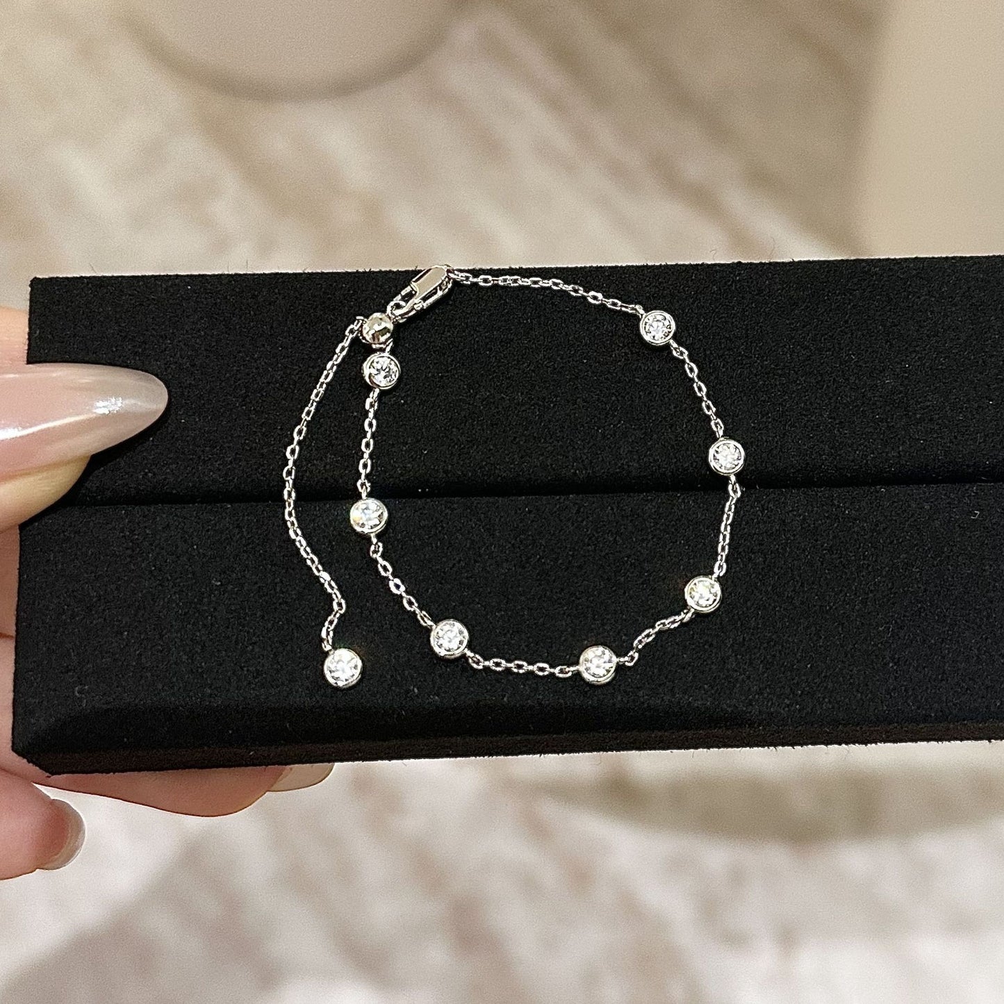 Koyace Zircon Small Bubble Diamond Bracelet Stack And Pulled Available
