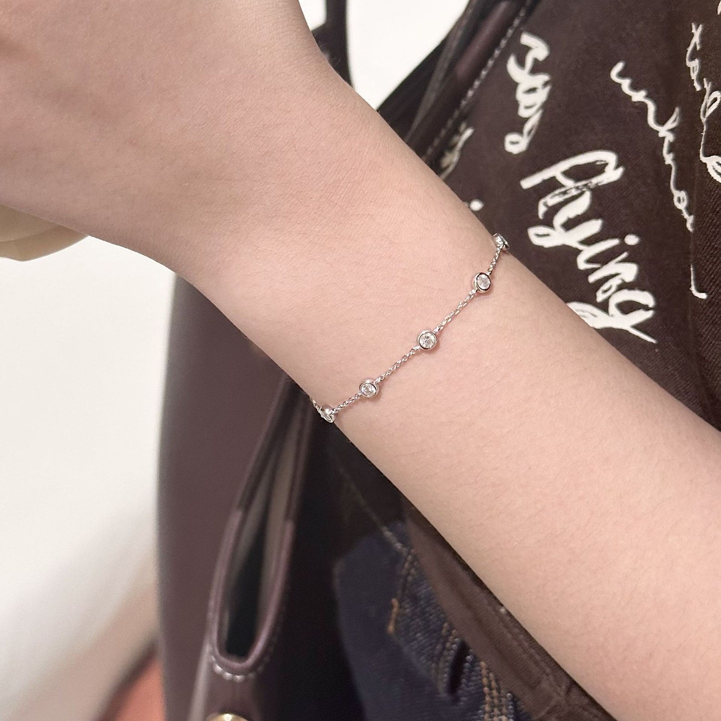 Koyace Zircon Small Bubble Diamond Bracelet Stack And Pulled Available