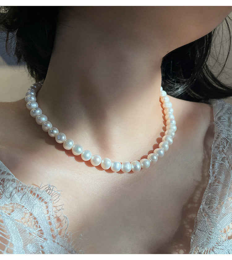 Koyace 9mm Oval Large Beaded Pearl Necklace