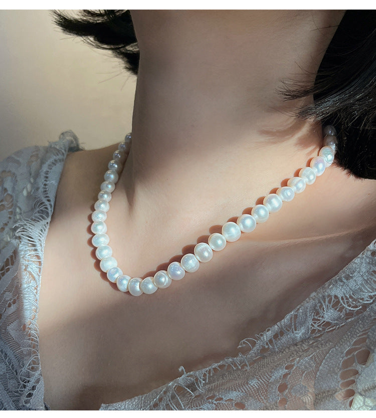 Koyace 9mm Oval Large Beaded Pearl Necklace