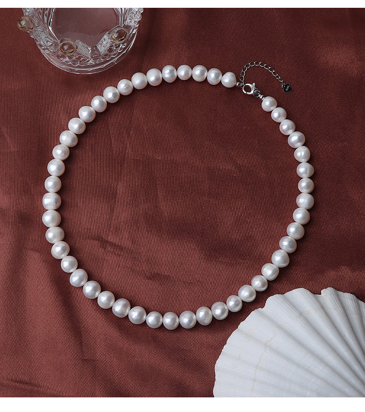 Koyace 9mm Oval Large Beaded Pearl Necklace