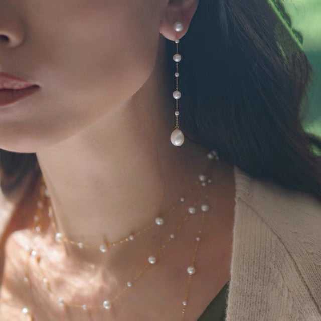 Koyace Starry Sky String Pearl Stud Earrings