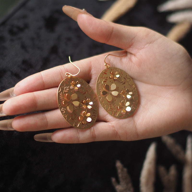 Koyace 3D Cherry Blossom Round Pendant Earrings