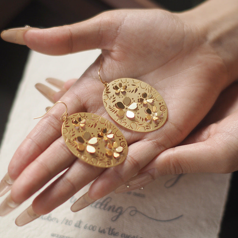 Koyace 3D Cherry Blossom Round Pendant Earrings