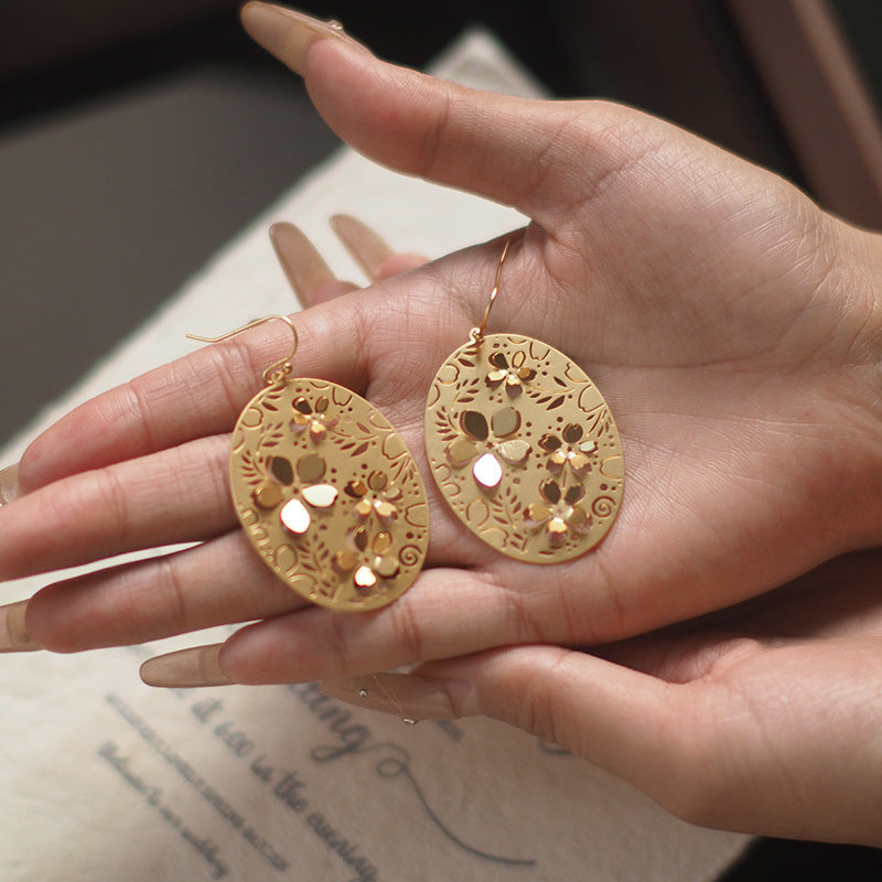 Koyace 3D Cherry Blossom Round Pendant Earrings