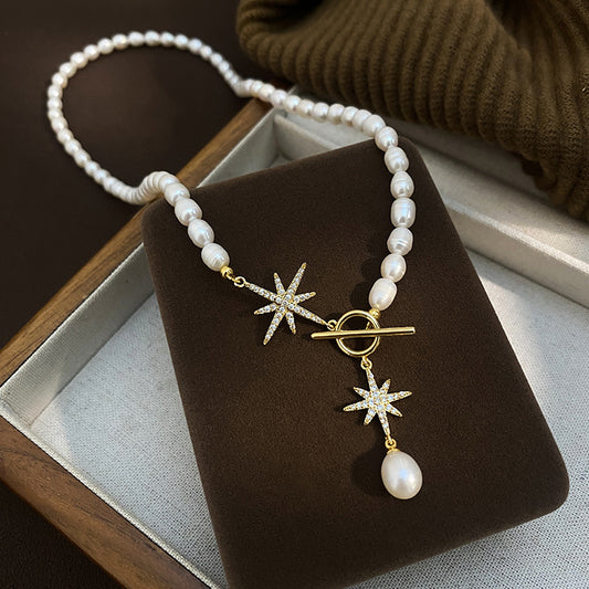 Koyace 5-6mm Octagonal Toggle Clasped Pearl Necklace