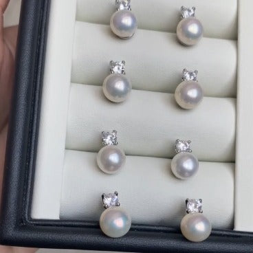 Koyace 6A Intense light Freshwater Flat Round Pearl S925 earrings