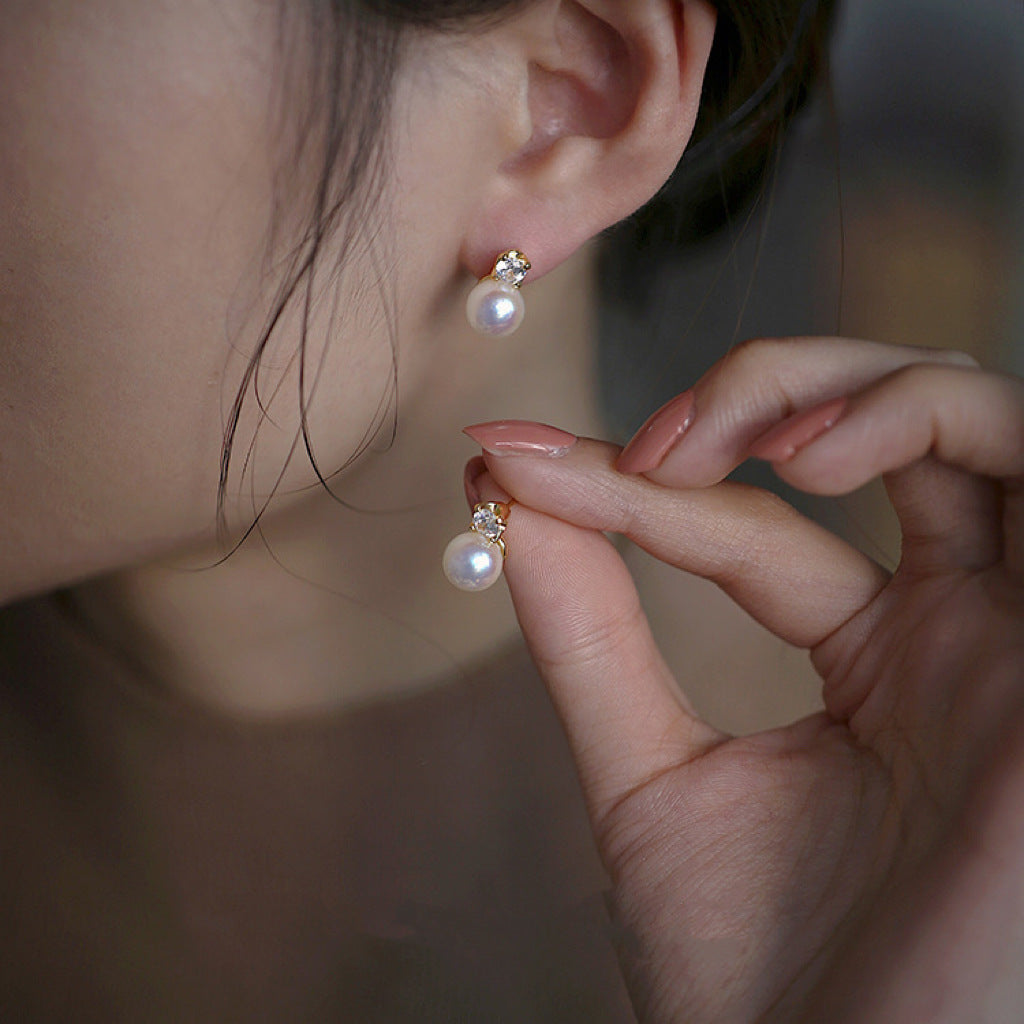 Koyace 6A Intense light Freshwater Flat Round Pearl S925 earrings