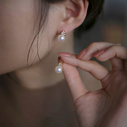 Koyace 6A Intense light Freshwater Flat Round Pearl S925 earrings
