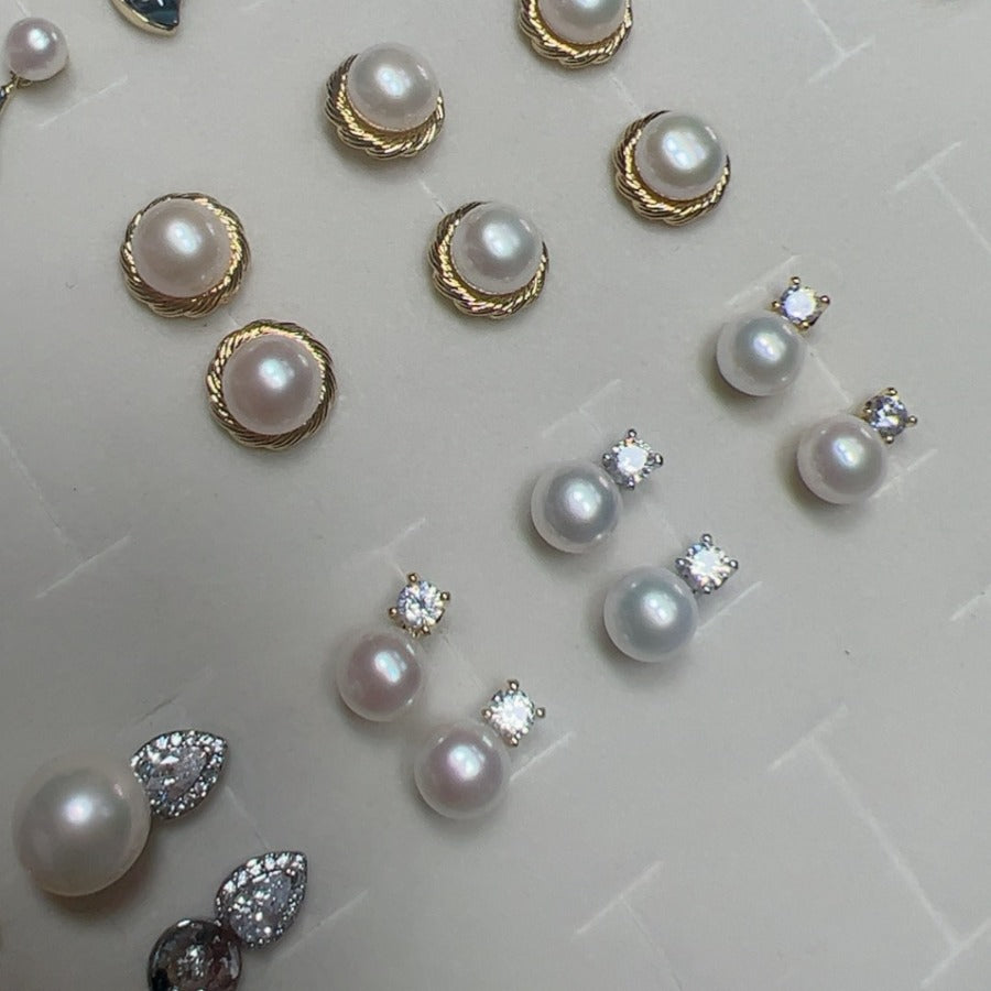 Koyace 6A Intense light Freshwater Flat Round Pearl S925 earrings