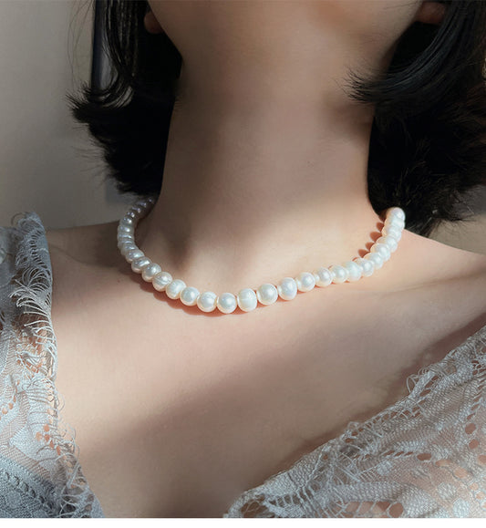 Koyace 9mm Oval Large Beaded Pearl Necklace