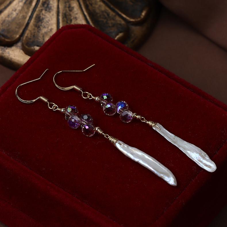 Koyace Amethyst Baroque Pearl Spear Earrings