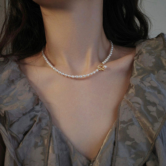 Koyace Bead 14k Gold-Inlaid OT Clasp Pearl Necklace