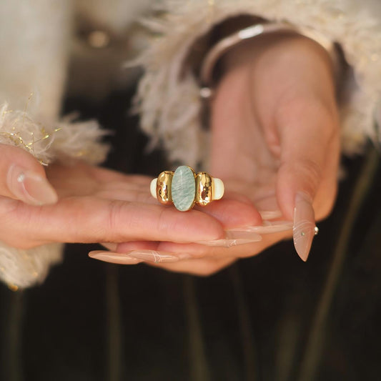 Koyace Blue Tianhe stone metal ring