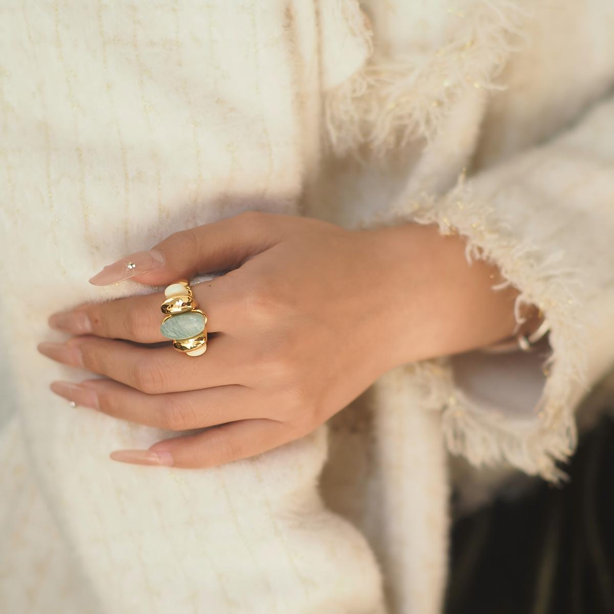 Koyace Blue Tianhe stone metal ring