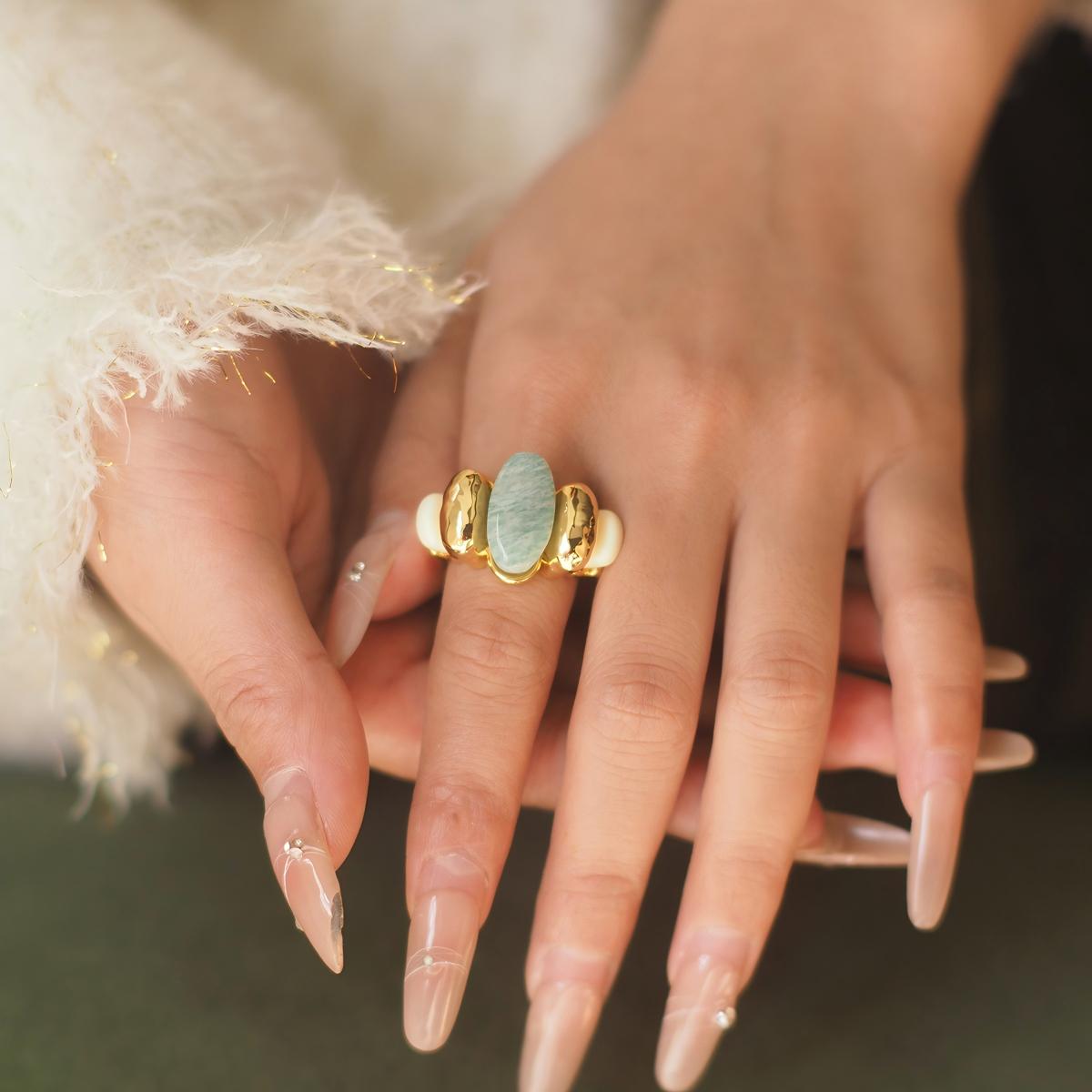 Koyace Blue Tianhe stone metal ring