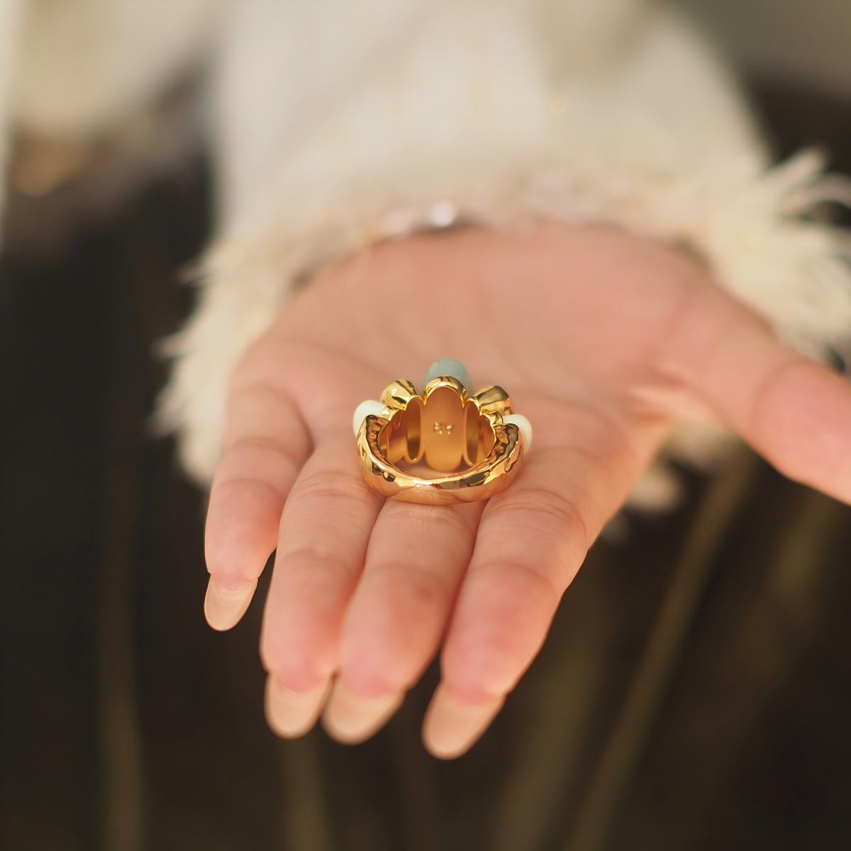 Koyace Blue Tianhe stone metal ring