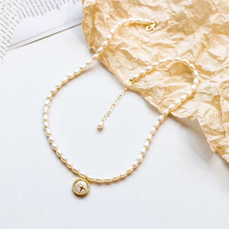 Koyace Cat's Eye Starlight Pendant Pearl Necklace