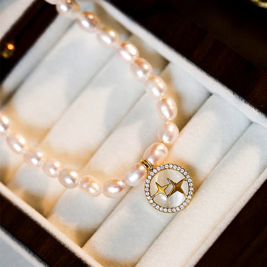 Koyace Cat's Eye Starlight Pendant Pearl Necklace