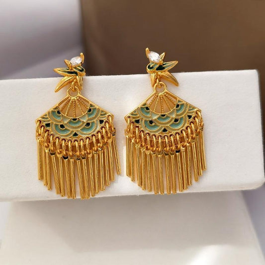 Koyace Court-style Drip Glaze Tassel Stud Earrings