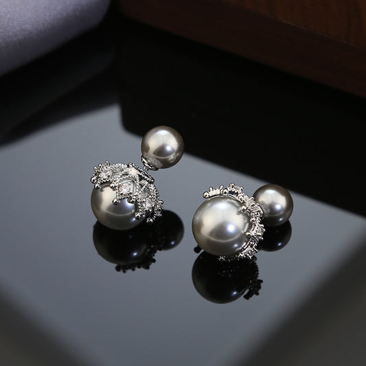 Koyace Crown Beaded Front & Back Wearing Stud Earring