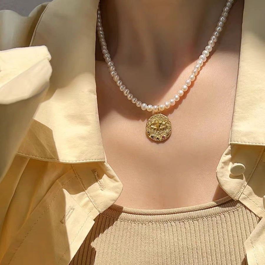 Koyace Devil's Eye Pendant Pearl Necklace