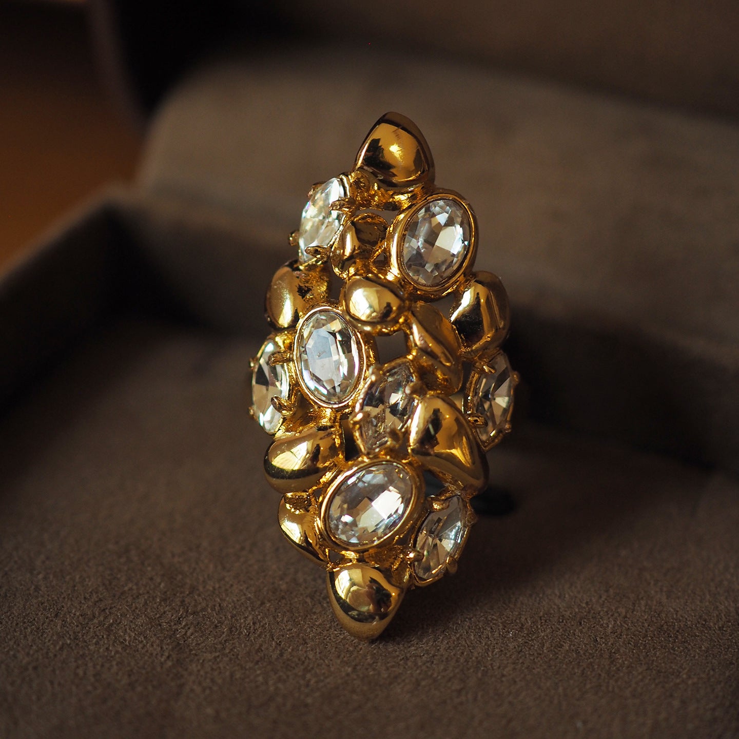 Koyace Diamond-encrusted Gold-plated Alloy Ring