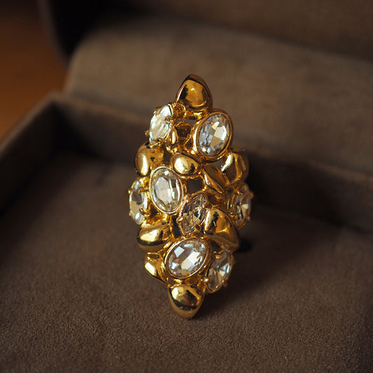 Koyace Diamond-encrusted Gold-plated Alloy Ring