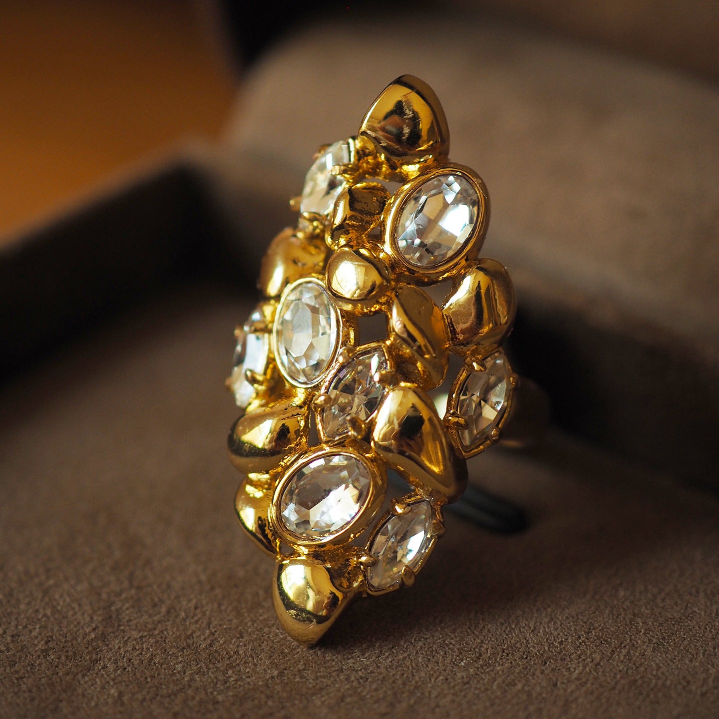 Koyace Diamond-encrusted Gold-plated Alloy Ring