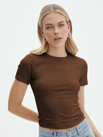 Koyace Fashion Simple Short Sleeve T shirt Y2K Slim Sexy Top