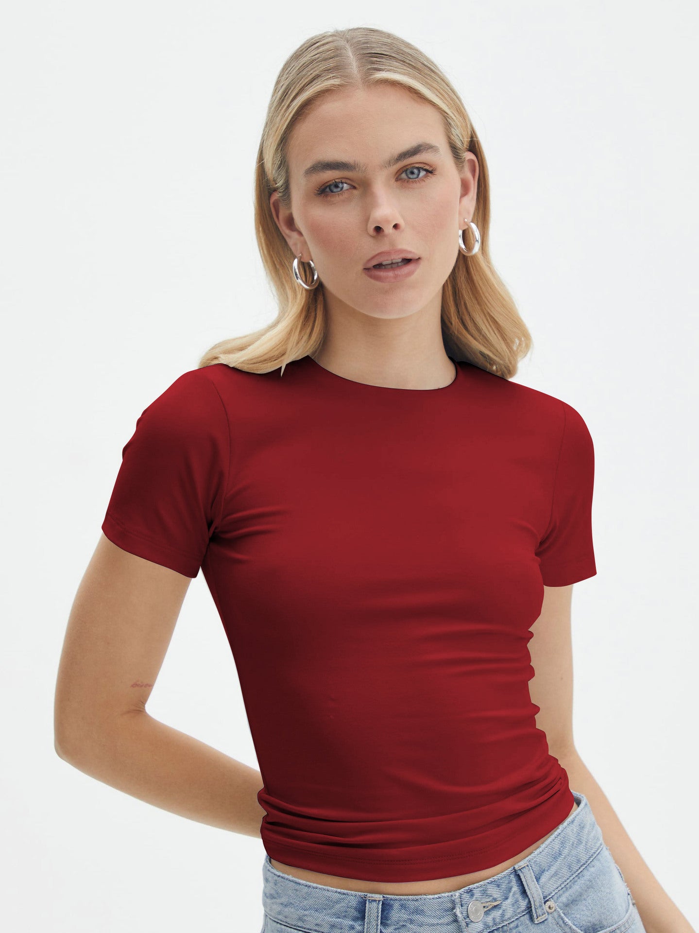 Koyace Fashion Simple Short Sleeve T shirt Y2K Slim Sexy Top