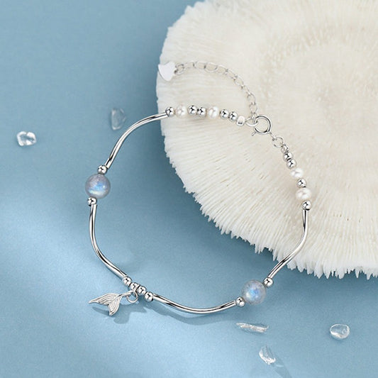 Koyace Fishtail Pendant Moonstone Pearl Bracelet